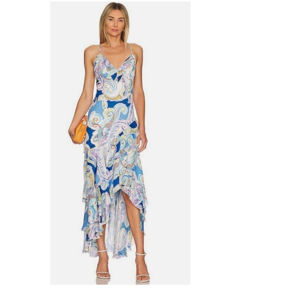 NWOT Milly Edra Summer Paisley DressV-neck & RuffleSize US 2
